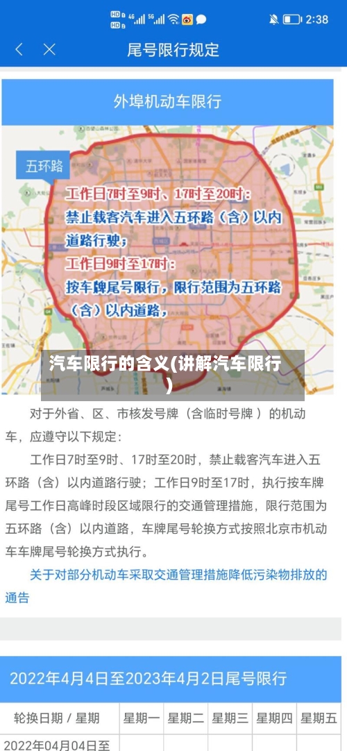 汽车限行的含义(讲解汽车限行)