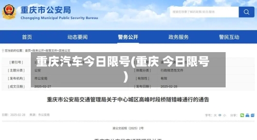 重庆汽车今日限号(重庆 今日限号)