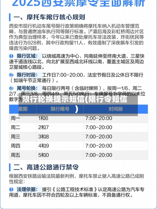 限行轮换提示短信(限行令短信)