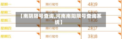 【南阴限号查询,河南南阳限号查询系统】-第2张图片