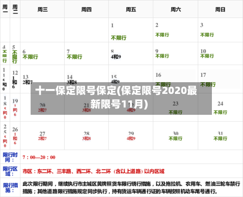 十一保定限号保定(保定限号2020最新限号11月)