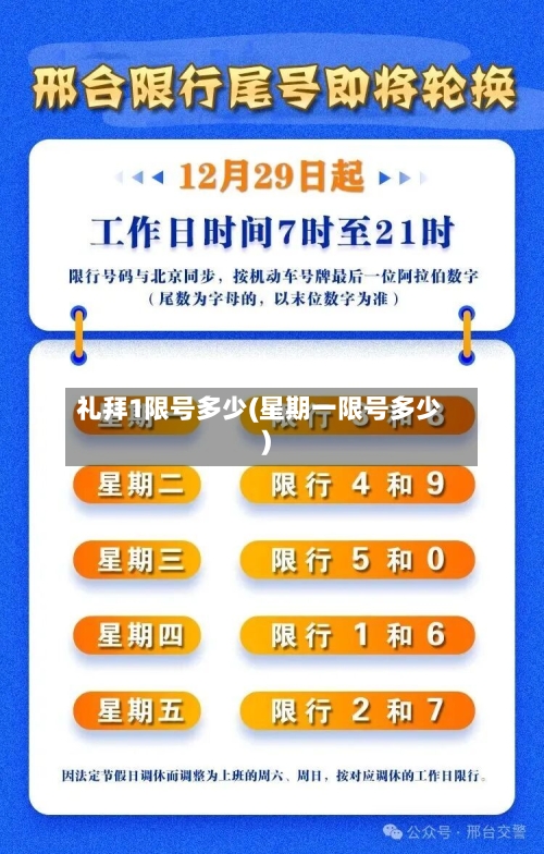 礼拜1限号多少(星期一限号多少)