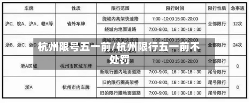 杭州限号五一前/杭州限行五一前不处罚