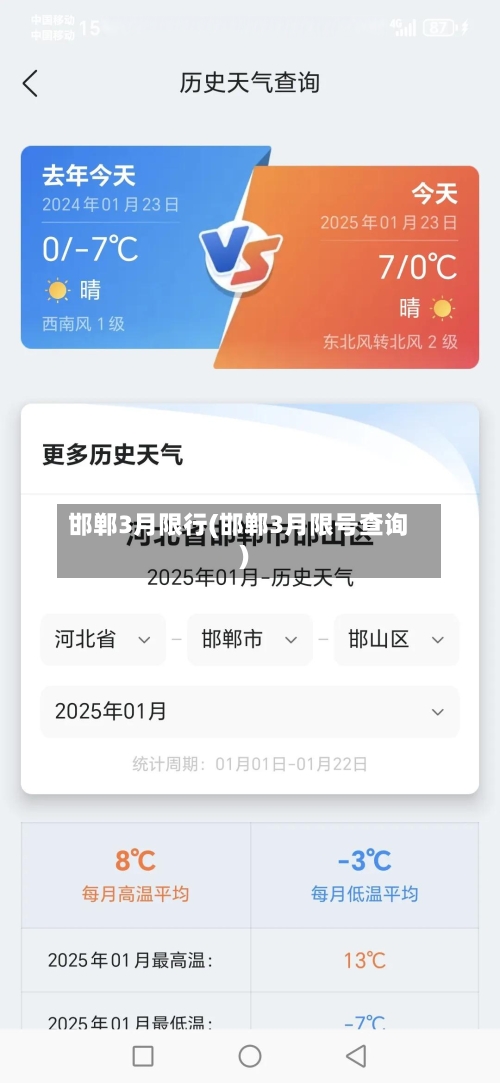 邯郸3月限行(邯郸3月限号查询)