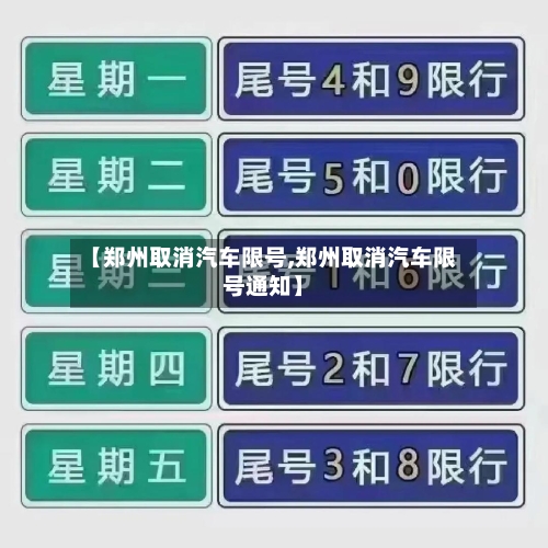 【郑州取消汽车限号,郑州取消汽车限号通知】