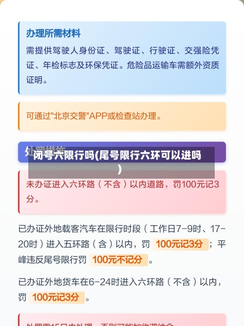 闭号六限行吗(尾号限行六环可以进吗)
