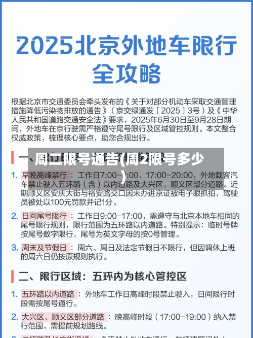 周二限号通告(周2限号多少)