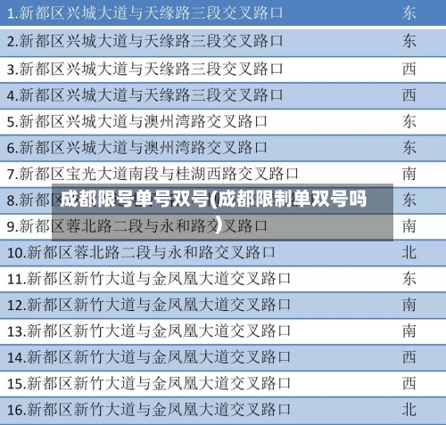 成都限号单号双号(成都限制单双号吗)