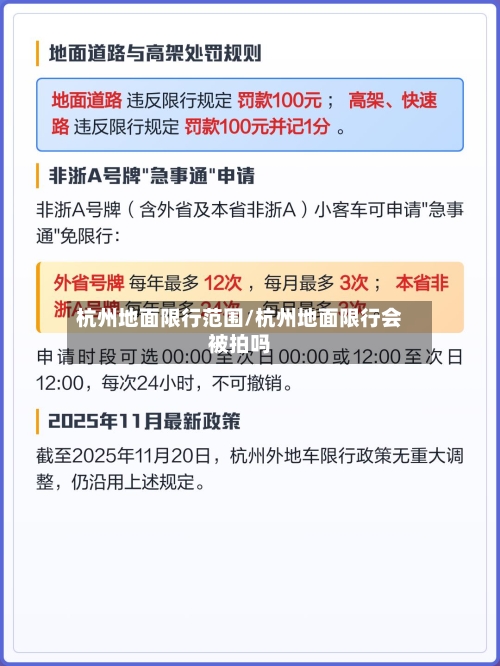 杭州地面限行范围/杭州地面限行会被拍吗