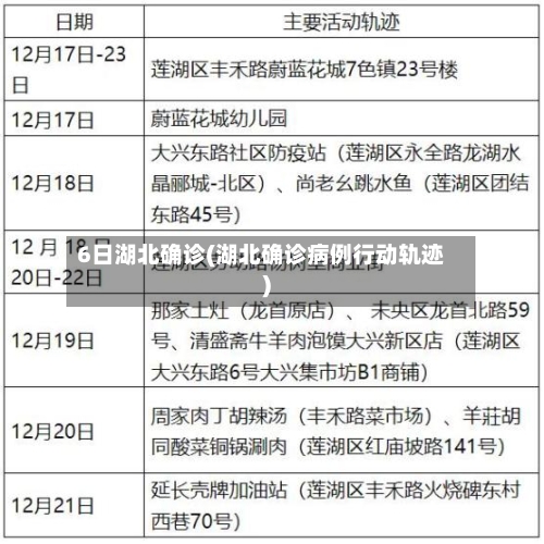 6日湖北确诊(湖北确诊病例行动轨迹)