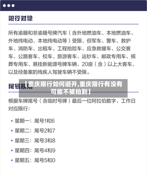 【重庆限行如何避开,重庆限行有没有可能不被拍到】