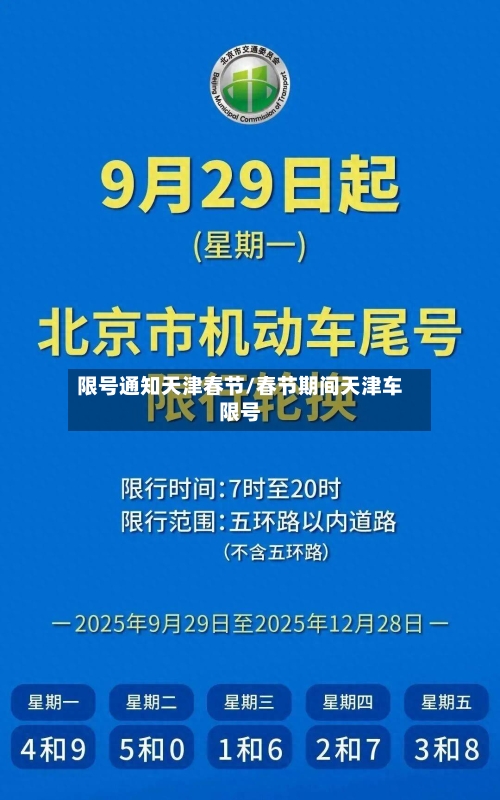限号通知天津春节/春节期间天津车限号