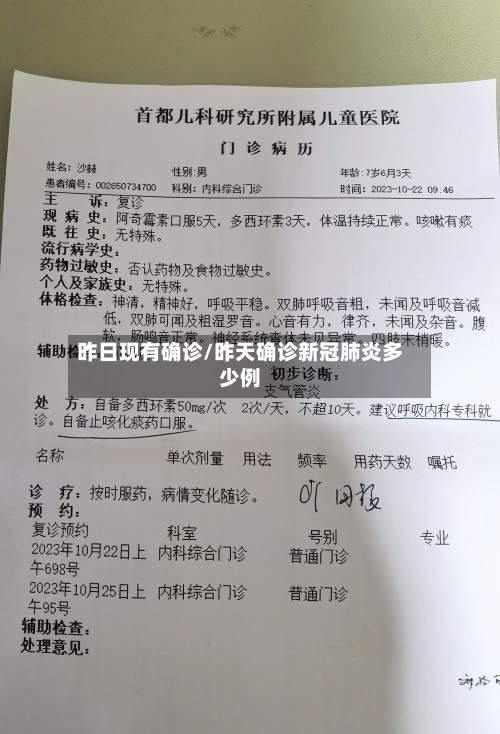 昨日现有确诊/昨天确诊新冠肺炎多少例