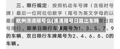 杭州滴滴限号么(滴滴限号日能出车吗)-第2张图片