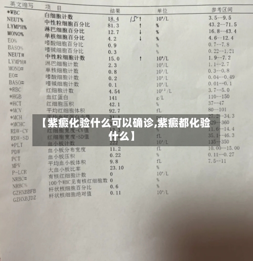 【紫癜化验什么可以确诊,紫癜都化验什么】