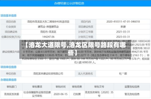 【洛龙大道限号,洛龙区限号路段有哪些】