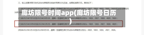 廊坊限号时间app(廊坊限号日历)