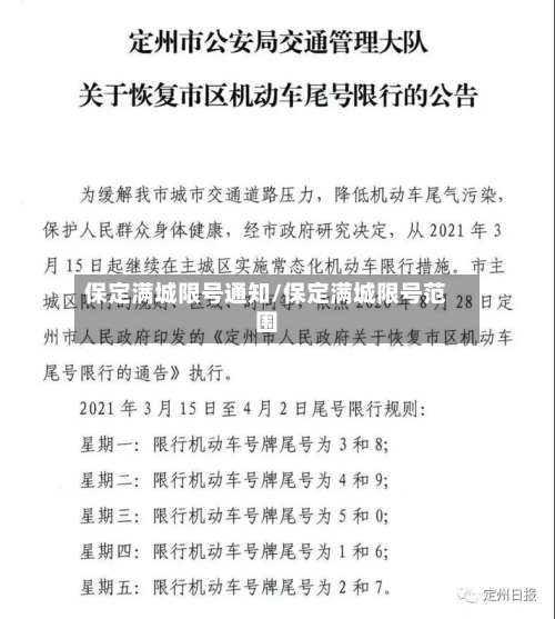 保定满城限号通知/保定满城限号范围