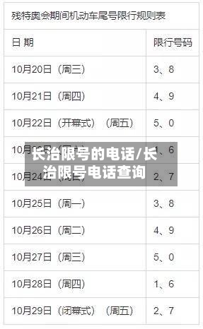 长治限号的电话/长治限号电话查询