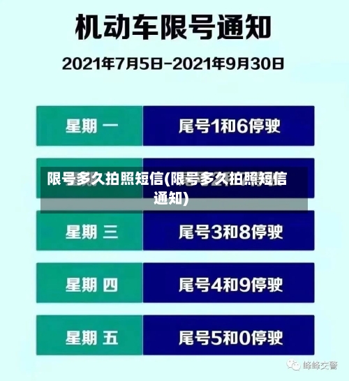 限号多久拍照短信(限号多久拍照短信通知)