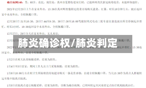 肺炎确诊权/肺炎判定