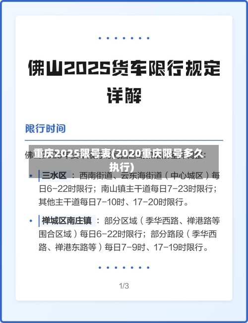 重庆2025限号表(2020重庆限号多久执行)