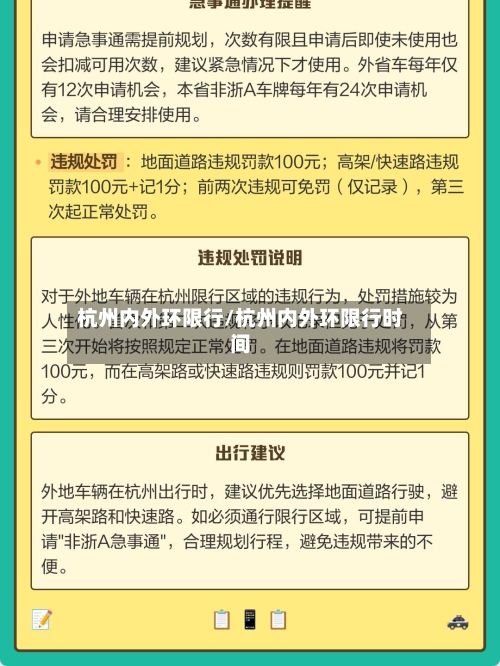 杭州内外环限行/杭州内外环限行时间