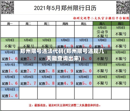 郑州限号违法代码(郑州限号违规几天能查询出来)