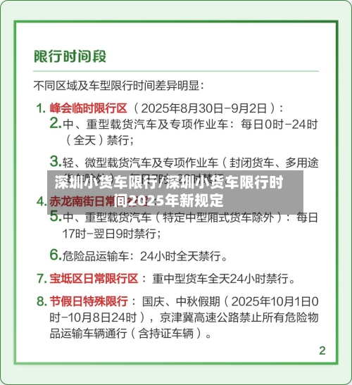 深圳小货车限行/深圳小货车限行时间2025年新规定-第3张图片
