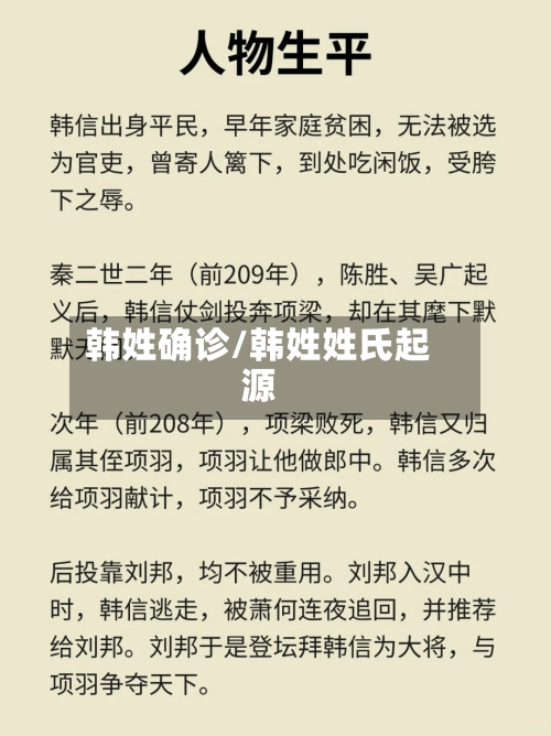 韩姓确诊/韩姓姓氏起源
