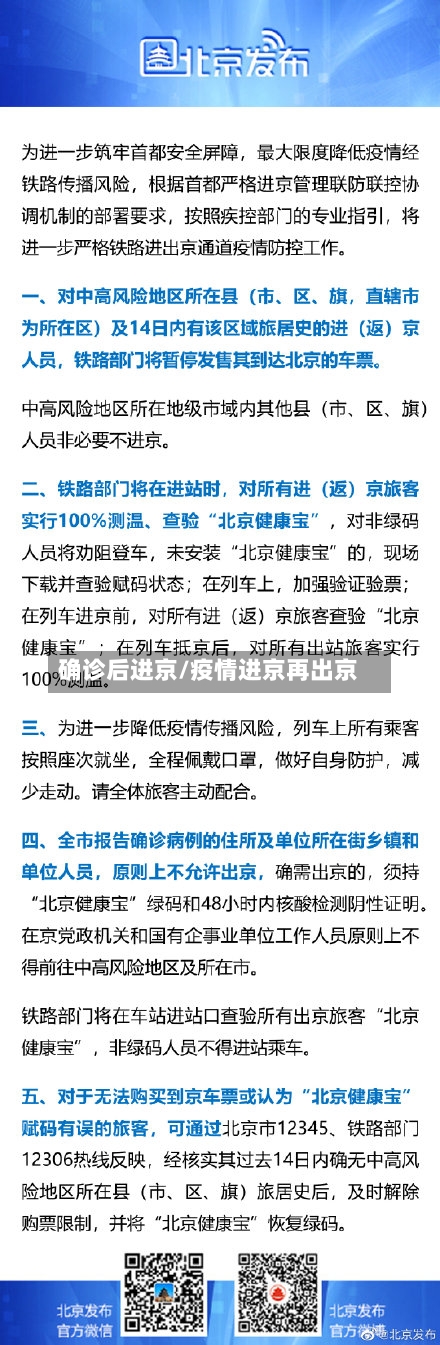 确诊后进京/疫情进京再出京