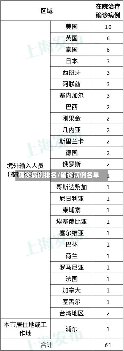 确诊病例排名/确诊病例名单