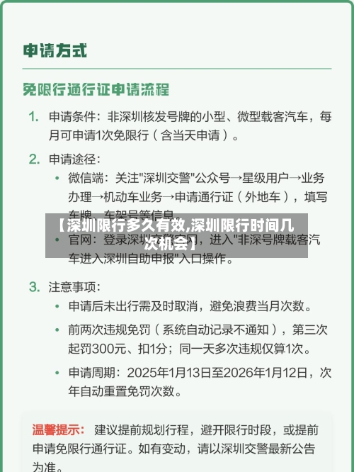 【深圳限行多久有效,深圳限行时间几次机会】