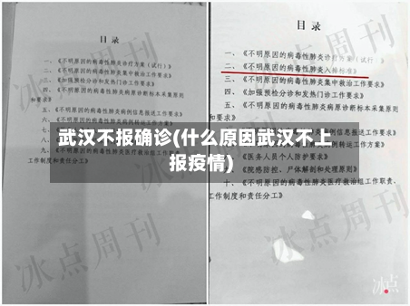 武汉不报确诊(什么原因武汉不上报疫情)-第2张图片