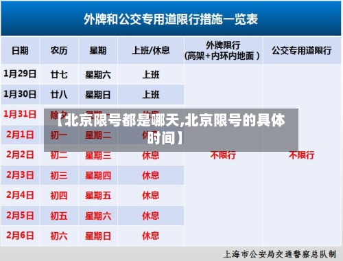 【北京限号都是哪天,北京限号的具体时间】