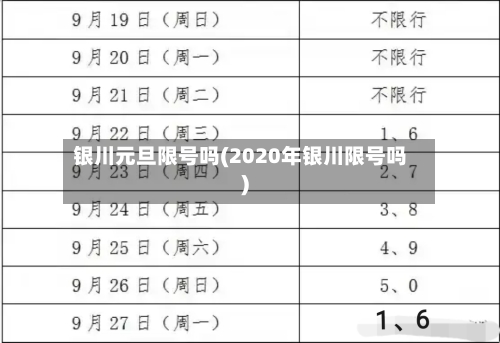 银川元旦限号吗(2020年银川限号吗)