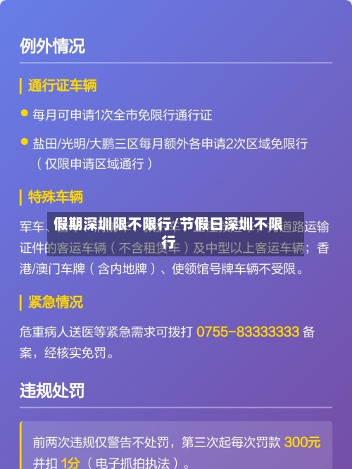 假期深圳限不限行/节假日深圳不限行
