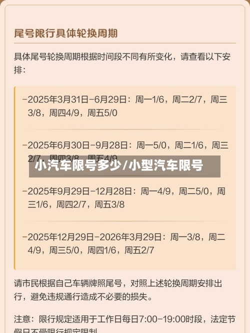 小汽车限号多少/小型汽车限号-第2张图片