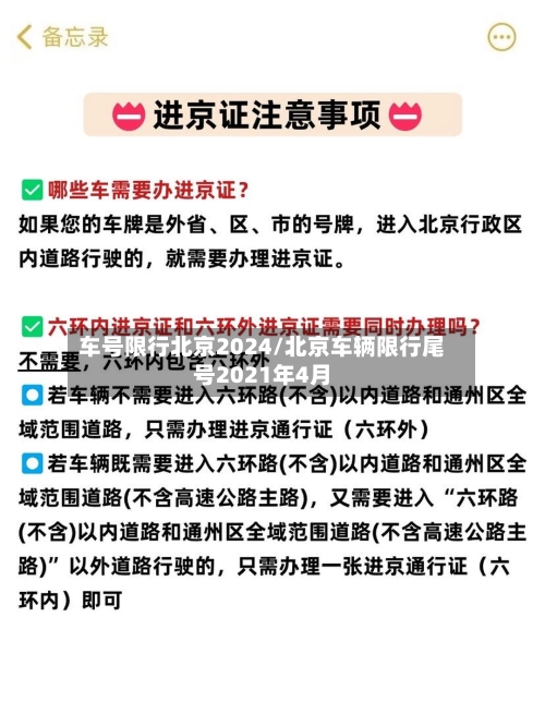 车号限行北京2024/北京车辆限行尾号2021年4月