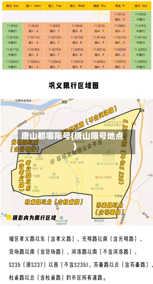 唐山都哪限号(唐山限号地点)