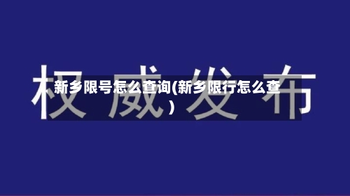 新乡限号怎么查询(新乡限行怎么查)-第2张图片