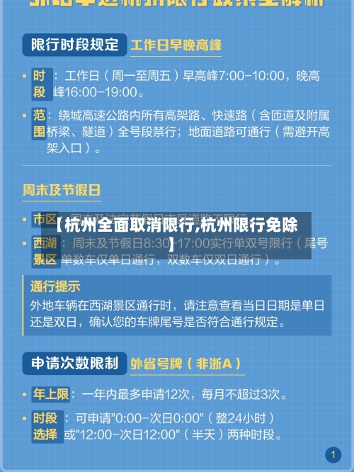 【杭州全面取消限行,杭州限行免除】