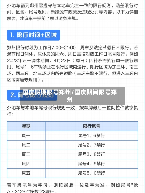 国庆假期限号郑州/国庆期间限号郑州