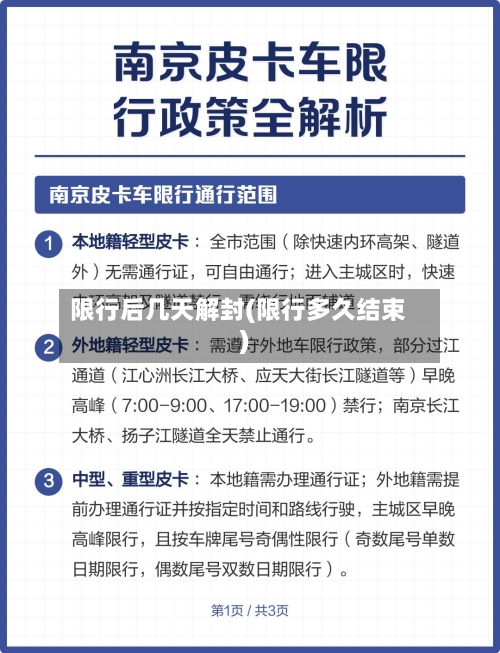 限行后几天解封(限行多久结束)