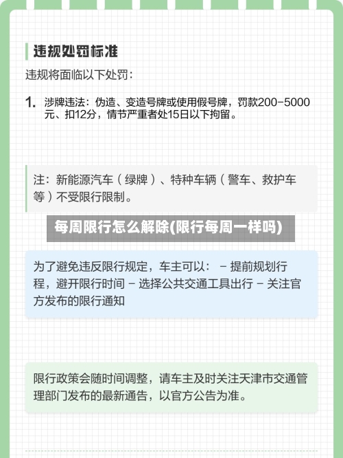 每周限行怎么解除(限行每周一样吗)