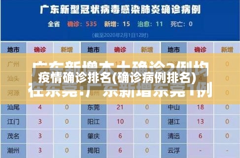 疫情确诊排名(确诊病例排名)