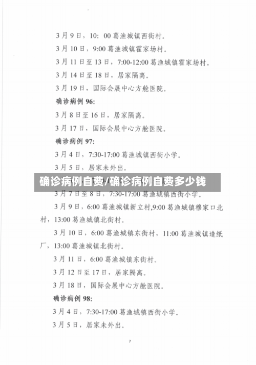 确诊病例自费/确诊病例自费多少钱