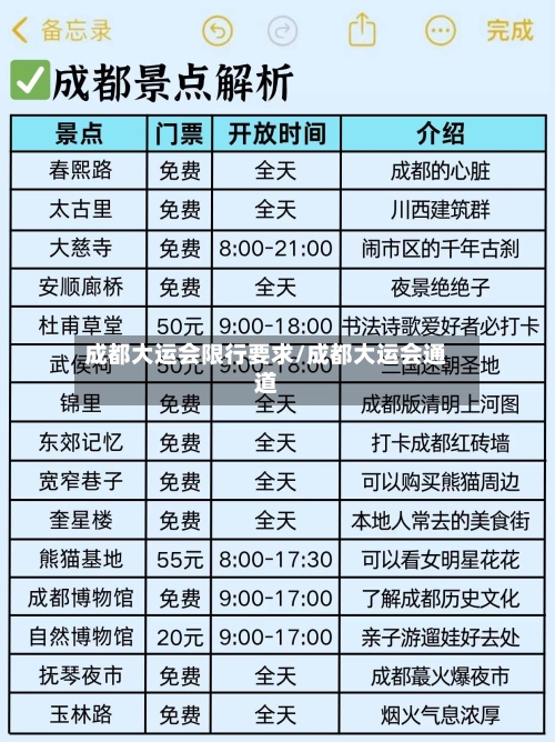 成都大运会限行要求/成都大运会通道
