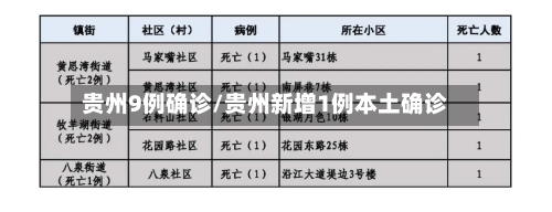 贵州9例确诊/贵州新增1例本土确诊