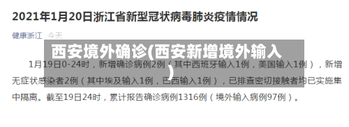 西安境外确诊(西安新增境外输入)